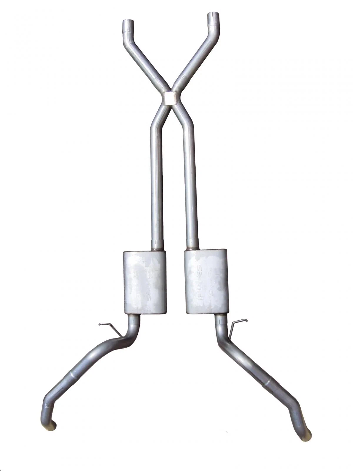 Crossmember Back w_X-Pipe Exhaust System 67-69 Split Rear Dual Exit 2.5 in